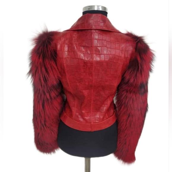 NWT GENUINE CROCODILE AND FOX FUR JACKET - Picture 2 of 2